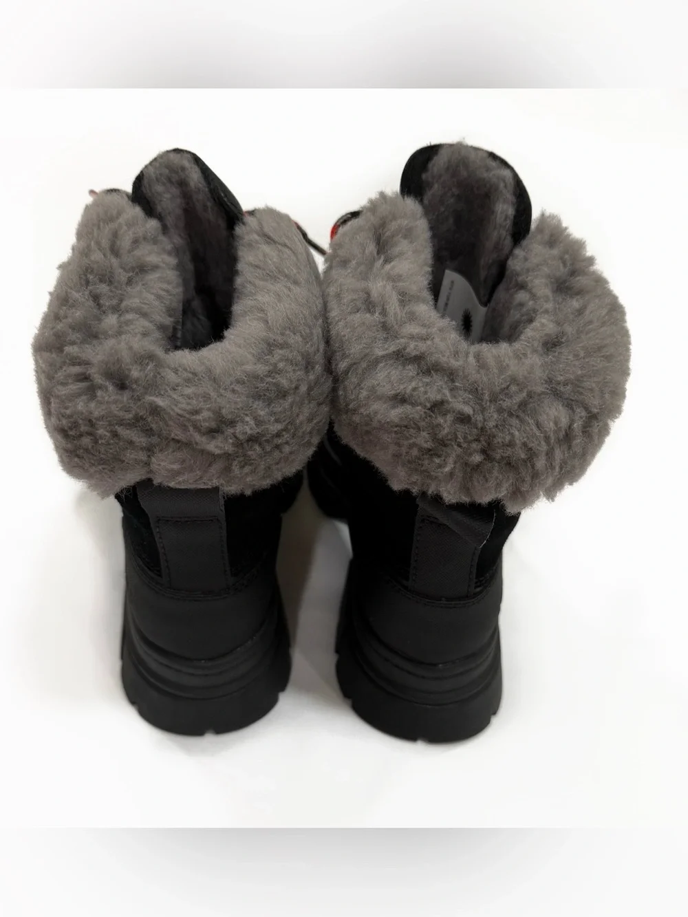 UGG Ashton Addies black waterproof boots with charcoal gray fur lining | Size 8